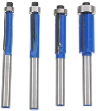 Cabilock Cuchillos De Recorte Fresas Rectas De Acero Al Carbono, 4 Piezas 1/4 Doble Flauta Para Corte y Fresado Madera y Acrílico, Herramienta Profesional Para Fresado y Enrutador