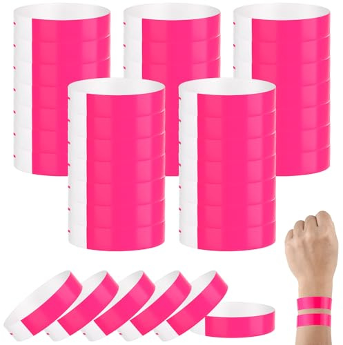 NACHLYNN 500 Stück Eintrittsbänder für Events Einlassbänder Festival Armbänder Freundschaftsarmbänder Kinder für Party Event(Rosenrot)