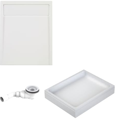Schulte Duschwanne Brava mit Wannenträger, Ablauf, Ablaufrinne & Acrylplatte, 140x90 cm Pflegeleicht und alterungsbeständig, Größe wählbar