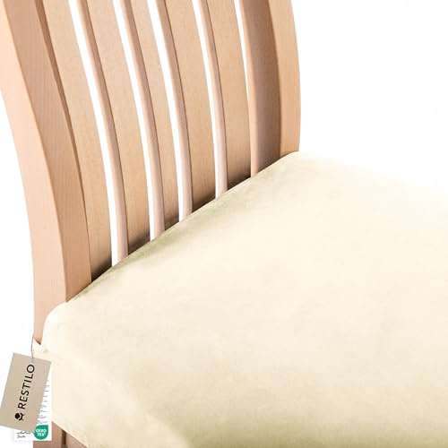 RESTILO Funda de asiento para sillas, parte trasera abierta, extraíble, lavable, funda de asiento para silla de comedor, elástica, para casa, comedor, restaurante, hotel, crema Sento