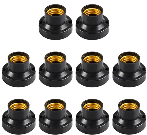 BosuLai Portalampada E27, 10 pezzi, attacco da avvitare, attacco E27, adattatore piatto, impermeabile, per lampada da incasso, per lampade alogene