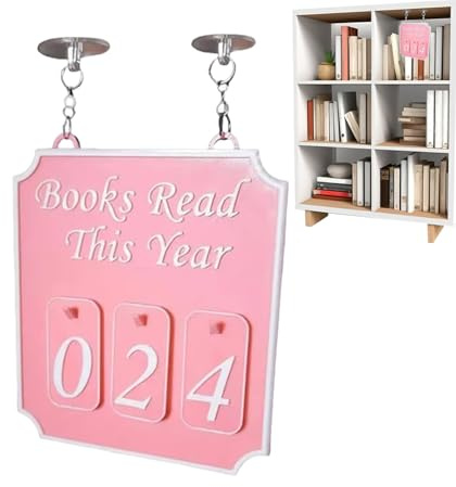 Sign Book Nook Decor, Hanging Bookshelf Counter Bookish deko Bücher Lesen Sie Dieses Jahr, Personalisierte Hanging -Bücherregal -Schild, Counter Bis 999 Ornament Für Leserbibliothek Studie Frauen