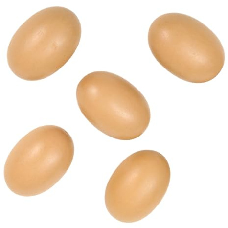 rockible 5 Pezzi di Uova finte in Legno verniciabili realistiche Uova di Pasqua Fai da Te manuali Graffiti per Bambini Decorazioni da Gioco Cucina