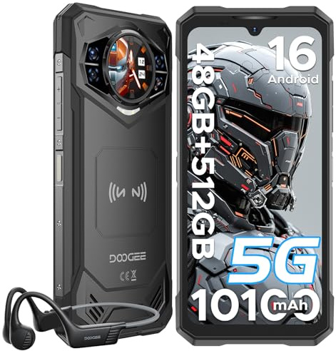 DOOGEE S200 X 5G Outdoor Handy Ohne Vertrag Android 16 mit Kopfhörer, 48GB + 512GB Outdoor Smartphone, 10100mAh, 6.72 Zoll FHD+ 120Hz, 100MP + 1.32” AMOLED Rückseitiger Bildschirm, NFC/WiFi 6/Face ID