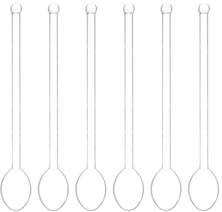 HIAKDOFT 6 Stück Glaslöffel Lang 5.59In Hitzebeständige Kaffeerührlöffel Aus Glas Zum Rühren Von Kaffee Milch Cocktails Und Desserts Wiederverwendbar Für Küche Café Bar