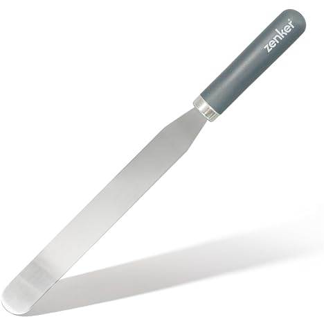 Zenker Long Stainless Steel Spring Spatula with Plastic Handle, Angled Palette Knife Perfect for Ganache, Buttercream, Fondant, and Icing on Large Cakes, Grey, 36.7x3x2cm