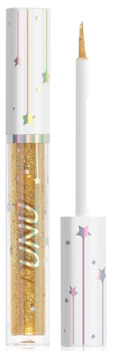 Glitzer Eyeliner Gold, Flüssiger Schimmer Eyeliner Wasserfest, Wischfest & Langlebig Metallischer Eyelinerstift, Hochpigmentierter Kajastift, Glitter Augen Make Up & Body Art für Gesicht & Körper