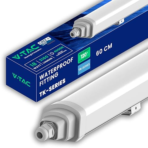 V-TAC Feuchtraumleuchte LED 60 CM Wasserfest IP65 - [CREE LED - TK-SERIES] - 18W - Rechteckige Lampe 2160 Lumen IP20 für Wand, Garage, Lager - LED Röhre - Deckenleuchte LED - Licht Neutralweiß 4000K