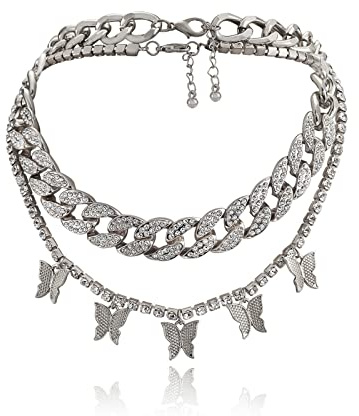 Snyggt silverhalsband, chokerhalsband Legering Fjärilsfransform födelsedag för kvinnor