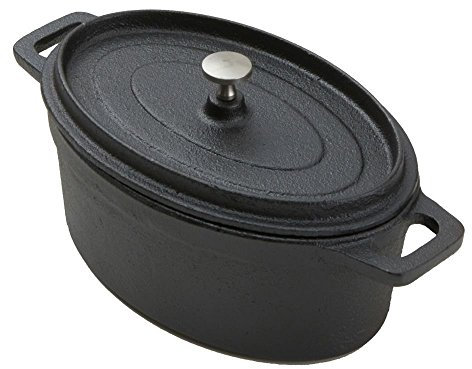 American Metalcraft CIPOV745 - Casseruola ovale in ghisa, 21,6 x 11,4 cm, colore: Nero