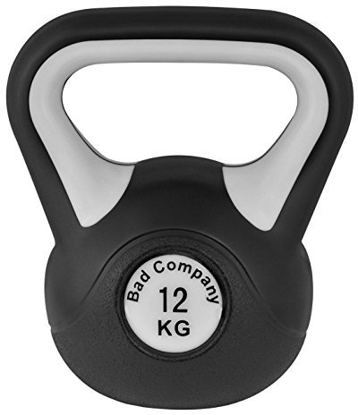 Bad Company Kettlebell I Kugelhantel aus Kunststoff I Schwunghantel Workout in verschiedenen Gewichtsstufen I 12 kg (Black & White)