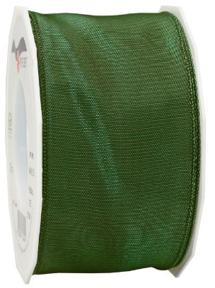 PRÄSENT Lyon Band mit Drahtkante tannengrün, 25 m Dekoband zum Verzieren & Basteln, 60 mm Breite, leicht biegsames Schleifenband, für Festliche Dekos zu besonderen Anlässen