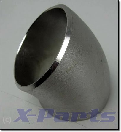45° Grad EDELSTAHL Bogen 42mm KURZ Rohr V2A Schweißbogen Downpipe Hosenrohr