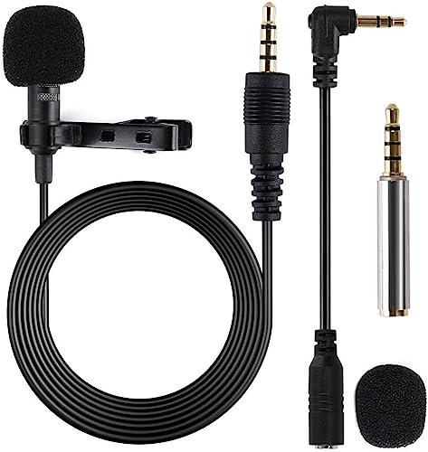 Micrófono de Solapa para telefono, Gyvazla Mini Omnidireccional Micrófono de condensador con adaptadore para Phone & Android Smartphones, 3.5mm Audio Jack
