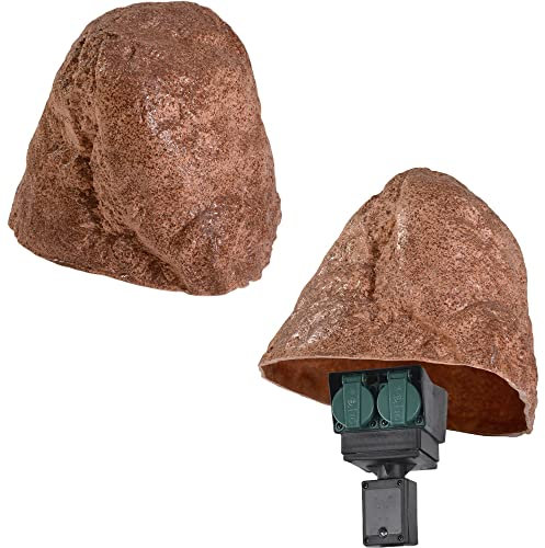 Sassi da Giardino Decorativi Grandi, Pietre per Giardino da Esterno, Massi per Aiuole Grandi - Massi da Giardino Decorativi Grandi - Vuoto All'interno, in Plastica Copertura Ø45 cm S-03, Rosso