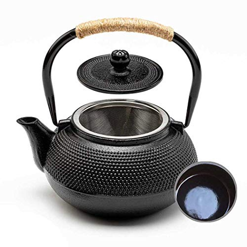 HwaGui Gusseisen Teekanne Innere Wand Emaille Teekanne Mit Infuser für Loose Leaf, Chinesische Teekanne als Gesundes Handwerk Geschenk 800ml / 25oz [MEHRWEG]