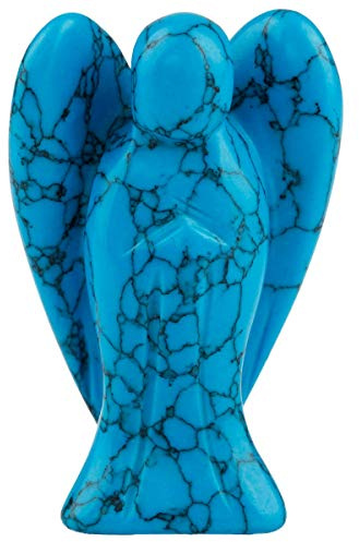 mookaitedecor Edelstein Schutzengel Handgeschnitzter Glücksbringer | Blau Türkis Engel Figur Deko, Heilstein Taschenengel zum Mitnehmen Statue für Wohlstand Glück Talisman,38-43 mm Hoch