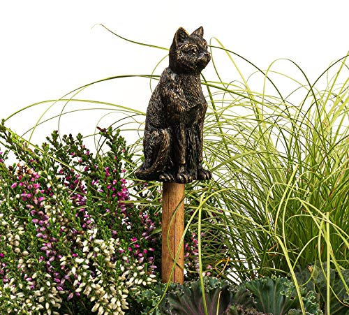 Cane Companions Decorative Cat Stake Topper - Handmade Flower Pot Garden Ornament - Outdoor Figurine