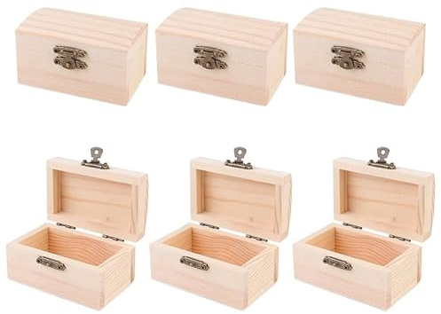 EXCEART Coffret Bois 6 Pièces Rectangulaire 3.54X2.17X1.97In Boîte À Bijoux Naturelle Rangement Multifonction Pour Bureau Et Maison