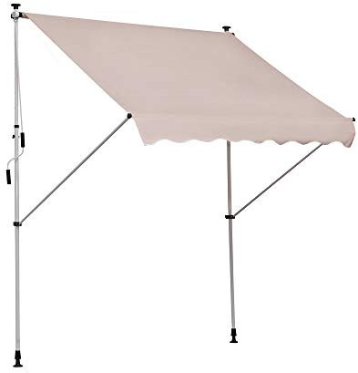 Outsunny Tenda da Sole 2x1.5 m per Esterno a Rullo con Manovella, Telaio Telescopico e Angolazione Regolabile, Beige