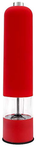 NOPNOG Molinillo de pimienta eléctrico automático, con luz LED, funciona con pilas, ABS, accesorios de cocina (rojo)