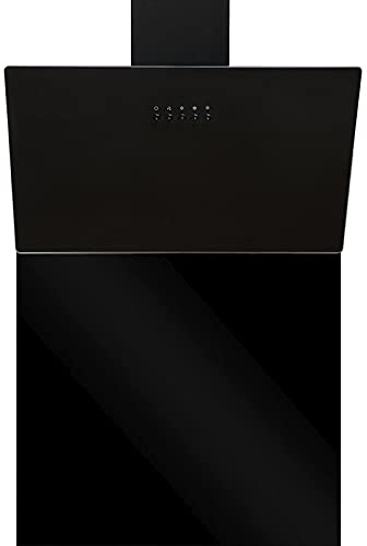 SIA AH60BL 60cm Black Angled Cooker Hood Extractor Fan & SP60BL Toughened Glass Splashback