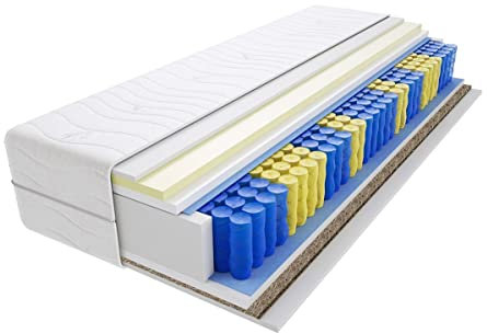 Godre Matratze 70x200 cm Doppelmatratze, H3 & H4 Federkernmatratze, Taschenfederkernmatratze 14 cm Hoch Visco Memory Seegras Hypoallergene, HR-Schaum, Wendematratze mit Klimafaser Romeo Gras Mini