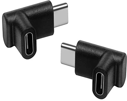 Lot de 2 adaptateurs USB C Haute Vitesse Type C vers C USB 3.1 Convertisseur d'extension coudé à 90 degrés vers Le Haut vers Le Bas Compatible avec MacBook,Ordinateur Portable,Tablette