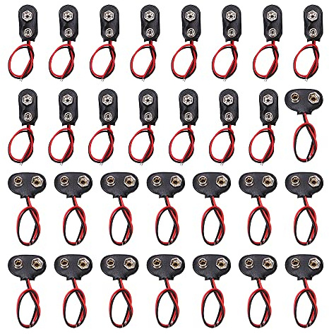 YIXISI 30 Pièces 9V Pile Connecteur, DC Adaptateur Secteur pour Arduino (15 Pièces T et 15 Pièces I Type), avec 10cm Fil Volant