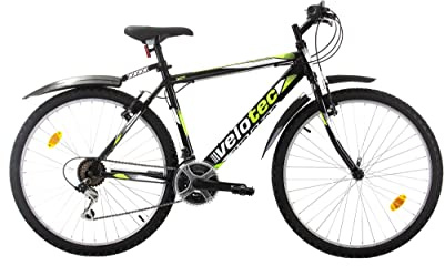 Multibrand Velotec Pro Bicicleta de Montaña de Aluminio 26 Pulgadas, 18 velocidades, V-Brake, Unisex, Adecuada para 165–180 cm (Negro con Verde y Gris)