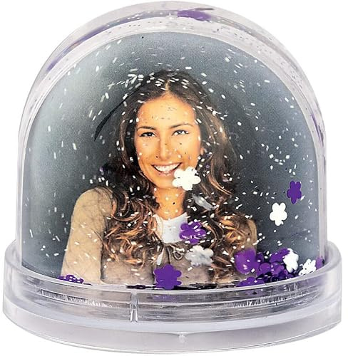 Bola DE Agua. Bola DE Nieve Personalizada con Flores MORADAS. Marco DE Fotos Original. Regalo Original
