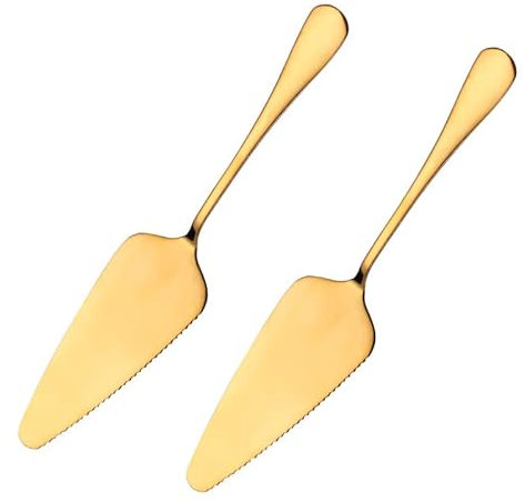 2 Stück Edelstahl Tortenmesser Tortenheber mit Gezackten Kanten, Kuchenheber, Kuchenmesser,Tortenschaufel, Kuchenschaufel Tortenschieber für Küchen Restaurants Partys Kuchen Pizza Käse Torten,Gold