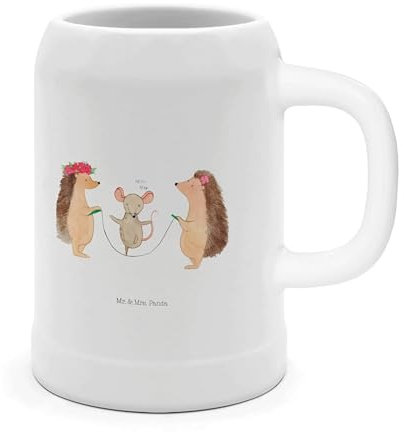 Mr. & Mrs. Panda Bierkrug Igel Seilhüpfen - Geschenk, Tonkrug, Maus, Glaskrug, Kinder, Maßkrug, Krug, Seilspringen, Kindergarten, Oktoberfest, Lustige Sprüche