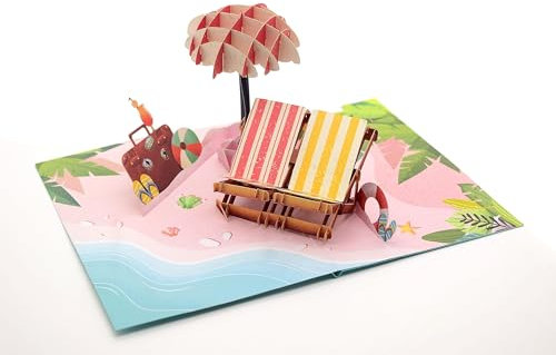 3D-Pop-Up-Karte für alle Anlässe, handgefertigte Karte, Urlaubsgutschein, Geburtstagskarte, Grußkarte, Strand, gute Reise, Urlaub, Ruhestand, Muttertag, Vatertag