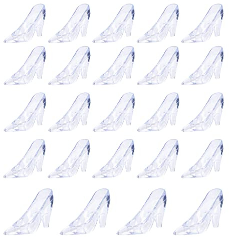 ZYFLSQ Glass Slipper Cinderella Shoes 24 Pieces Mini Plastic Cinderella Slippers 3.5 Inch Glass Heels Princess for Wedding Birthday Party Table Favors Decoration (Clear)