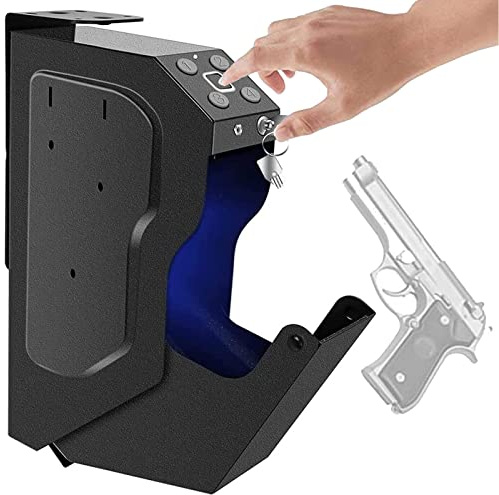 SSQUZA Stahl Security Gun Box mit Sicherheitskennwort und 2 Schlüssel tragbare Gun Box Safe 4 X AA-Batterie Waffen Tresor für Money/Gun/Pistol/Cash/schmuck Schloss Safe