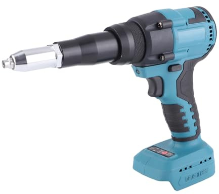 Focket Pistola Remachadora sin Cable, Pistola Remachadora eléctrica sin escobillas 18V 360W 10KN, Remache aplicable 2.4-4.8mm / 0.1-0.2in, Herramienta Remachadora automática LED