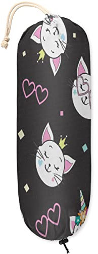 Katzen Brille Kunststoff Tasche Halter Wandhalterung Kunststoff Tasche Organizer Einkaufstasche Aufbewahrungsspender Waschbar Große Einkaufstaschen Tragetasche für Zuhause Küche Reisen, 1 Packung
