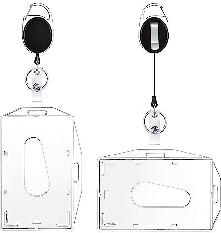 vgggrd 2 Pcs Schlüsselanhänger Set, Ausweishüllen, ID Kartenhalter mit Schlüsselanhänger Ausziehbar, Horizontal/Vertikal, Schlüsselring Retractable Badge Reel für Kartenhalter, Schlüsselkarten
