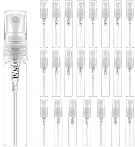 Phomanttonary 24 pezzi 5ml Mini Flacone Spray, Riutilizzabile tomizzatore bottiglia di Profumo in Vetro, Trasparente Portatile Mini Bottiglia Per Profumo Liquido per l'uso quotidiano e i viaggi