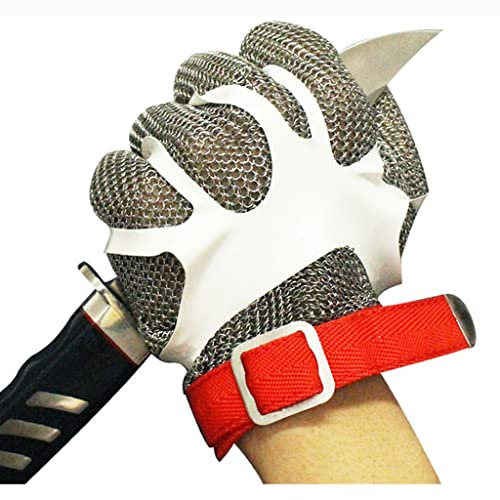 Samnuerly Anti-Schneide-Handschuhe, Anti-Schneide-Handschuhe aus Edelstahl in Lebensmittelqualität, rutschfeste und verschleißfeste Schutzhandschuhe für Köche und Metzger (Größe: 1 Stück/M)