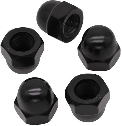RoyceMart #10-32 (50 Pack) Stainless Steel Cap Nuts, Acorn Cap Dome Head Nuts US Standard, Stainless Steel 304 (18-8), UNC Coarse Thread, Black Coated