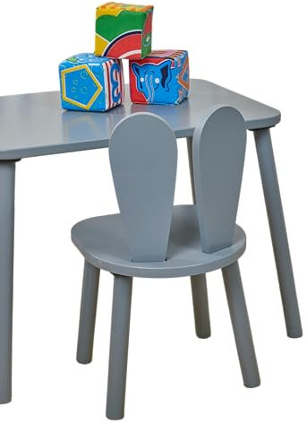 smartiebunny Kindertisch Holz-Aktivitätstisch Stuhlset | Ideal für Bildungsspiele, Kunst und Vielseitige Verwendung mit Matürlichen Materialien | mit 2 Stühlen (Grau) (1 Stuhl 1 Tisch)