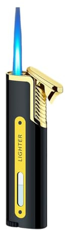 Mini Encendedores Tormenta Recargables, Gas Mechero con Ventana Visible, Recargable Y Ajustable Encendedor de Antorcha, Grandes Regalos para Hombres Y Mujeres Y Velas Cigarro (Se Vende Sin Gas)