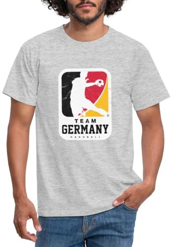 Spreadshirt Team Germany Handball - Logo Sportdesign Männer T-Shirt, L, Grau meliert