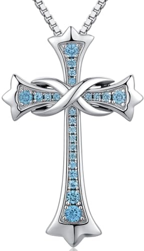 jiamiaoi Kette Kreuz Damen Unendlichkeit Anhänger Kreuz Halskette Silber Kruzifix Halskette Kreuzkette Silber Kreuzanhänger für Damen Frauen