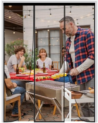 LXHFSH Magnetic Fly Screen Door 120x200cm Magnetic Door Curtain for Double Doors, Anti Mosquito Fly Curtain Door Screens Nets, Shut Automatically Side Opening Fly Screens, Patio Mosquito Screens