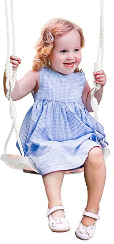 Outsunny Columpio para Niños de +3 Años Columpio Infantil con Luces LED Asiento Ajustable en Altura para Interior y Exterior 39x16,5x120-180 cm Blanco