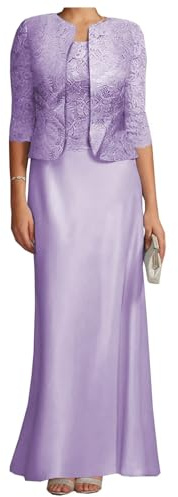 JIAJUPA Mother of The Bride Dresses with Jacket for Wedding Long Plus Size Mother of Groom Dress Wedding Guest Gown Lilac Size 10