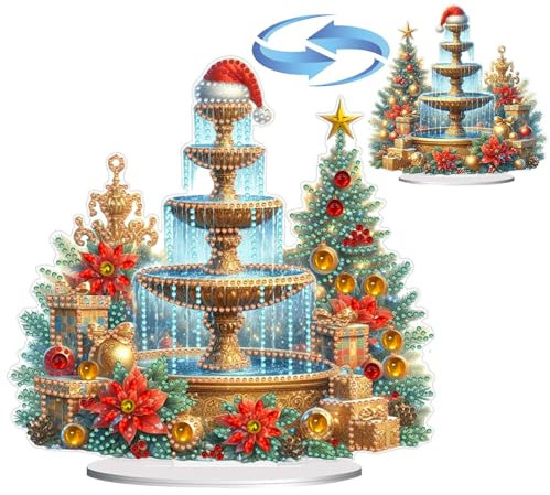CXINLky DIY Diamond Art Painting Natale decorazione da tavolo 5D Diamond Painting Natale decorazione da tavolo, pittura con diamanti in piedi per principianti, regalo per la casa, fontana decorativa